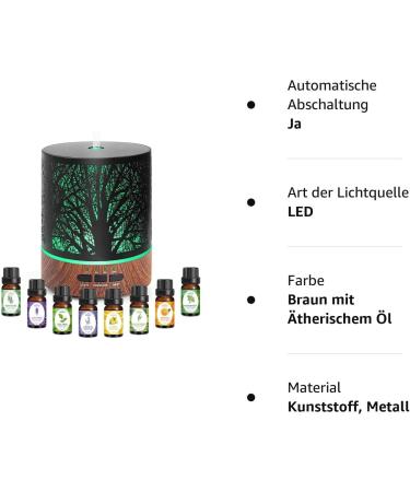 Essential Oil Aroma Diffuser 300ml - 8 Set Fragrance Room Humidifier & LED Light for Bedroom & Office | TY-500 - Buy Online on GoSupps.com