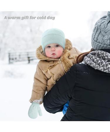 XYIYI Newborn Baby Winter Beanie Hat Mitten Set | Infant Toddler Warm Knitted Hat Glove Set | Boys Girls 3-18 Months | Blue2 - Buy Online on GoSupps.com