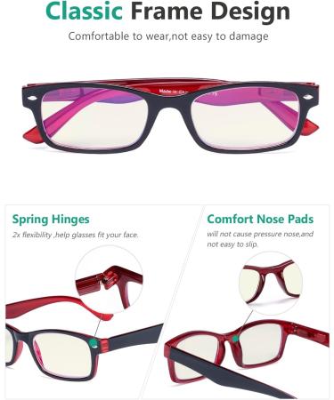 Buy Eyekeper Computer Reading Glasses - UV Protection Anti-Blue Light Scratch-Resistant Spring Hinges | Yellow-Tinted Black & Red Frames 3.5 Diopters - Buy Online on GoSupps.com