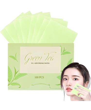 100 Sheets Oil Control Blotting Papers Green Tea Oil Absorbing Tissues Paper Soft Face Oil Blotting Paper for Absorbency-Removal of Facial Oil Sebum & Grease (6 cm x 9 cm)