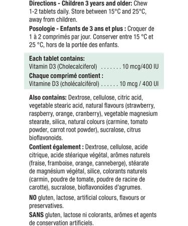 Jamieson Vitamin D 400IU Kids Chewable 100 Tablets and Vitamin C 500mg Chewable (White Juicy Peach Flavour) 120 Count - Buy Online on GoSupps.com