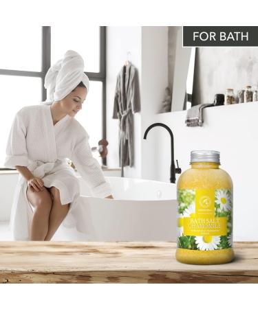 Bath Sea Salt Chamomile 21.16 Oz (600g) | Natural Chamomile Extract for Relaxing Bath Soak | Muscle Relaxation & Aromatherapy | Herb Bath Salt | Body Care Essential - Buy Online on GoSupps.com