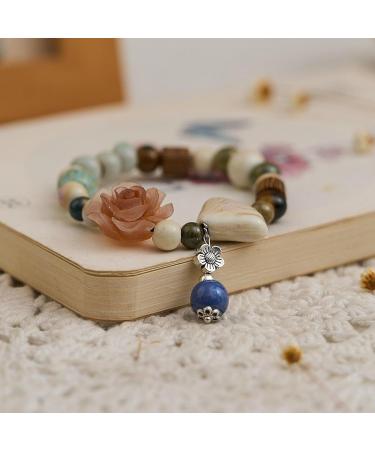 Oralgos Adjustable Charm Bracelet | Unique Handmade Ceramic & Ethnic Jewelry for Women - White - Buy Online on GoSupps.com