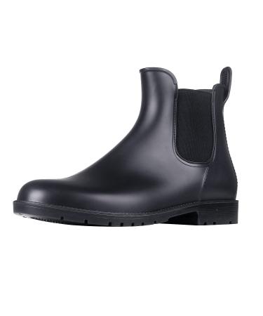 Asgard Women's Ankle Rain Boots Waterproof Chelsea Boots 8 Black
