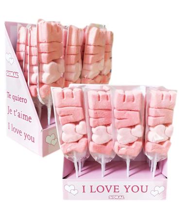 SIDRAL 16 LOVE Strawberry Flavor Skewers (50g) - Lollipops Valentine's Day Lollipops Gluten-Free Lollipop Kit - Allergen-Free Valentine's Day Treats Gifts for Couples