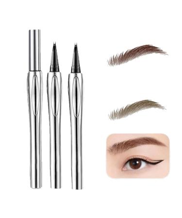 Cooklesa Eyebrow Natural Waterproof Eyebrow Pen With Microfine Tip Two-Pronged Eyebrow Pencil with Micro-fork Tip 3D Waterproof Microblading Eyebrow Pen (01+02)