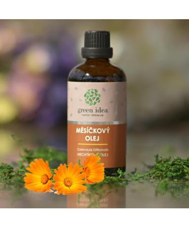 Green Idea Marigold Oil 100ml - Natural Calendula Oil for Scars Burns & Stretch Marks - Perfect for Face Hands & Body Care - Buy Online on GoSupps.com
