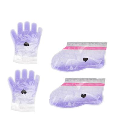 minkissy 2 Pairs Wax Gloves Wax Feet Moisturizing Work Gloves Hawaiian Floral Hair Foot Spa Kit Heated Gloves Paraffin Wax Bath Mitts Foot Spa Cover Purple Portable Foot Mask Pe Bag