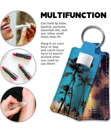 OLYCRAFT Coconut Tree Lipstick Holder Keychain - 2pcs Portable Lip Balm Sleeve for Travel - Stylish Palm Tree Key Ring for Lipstick & Chapstick - Buy Online on GoSupps.com