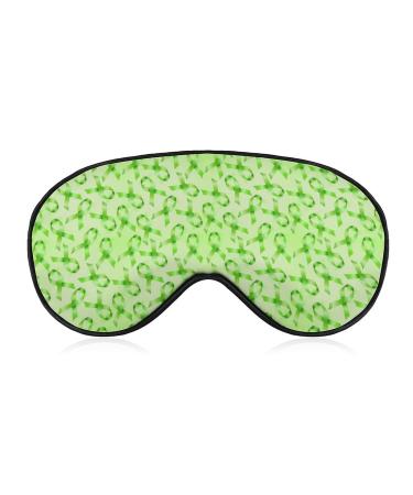 Lymphoma Cancer Green Ribbon Sleep Mask for Women Adjustable Sleeping Eye Shades Cover with Elastic Strap