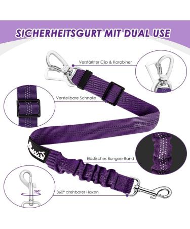 Slowton Dog Harness with Safety Belt for Car | Breathable Dog Seat Belt with 2 Carabin Hooks (Purple Large) - Secure Your Pet's Safety - Buy Online on GoSupps.com