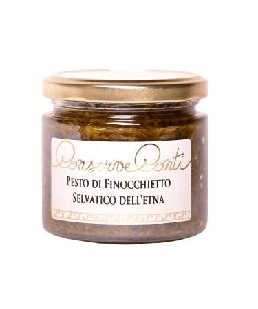 Wild fennel pesto from Etna, with extra virgin olive oil - Vase of ml. 212 - artisanal production Conserve Conti