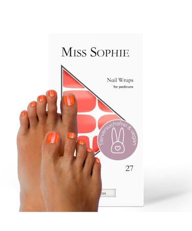 Original Miss Sophie Pedi Wraps I Orange Rose Pedicure I 27 Ultra-D nne Nailack strip in single-colored I for toothed I sticks to natural and painted acrylic gel & shellac nails