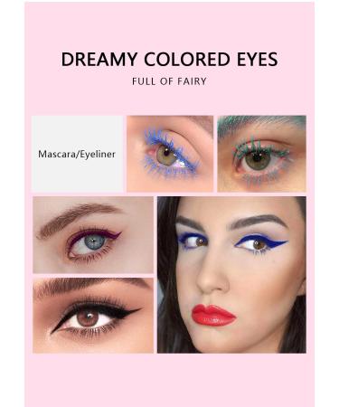 Colorful Eye Makeup Kit for Women - Long Curling Waterproof Mascara & Eyeliner Set | Sweat-proof Extension & Thickening 3D Pencil - Buy Online on GoSupps.com