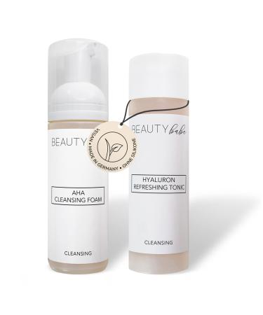 BEAUTY babe Cleansing Duo | 370ml | Gently Cleans & Natural Moisture Balance | Vegan & Nourishing Ingredients for Pure Skin | Sustainable Active Cosmetics Made in Germany
