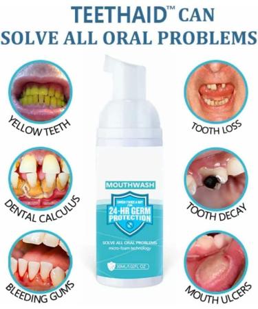 Teethaid mouthwash Teeth Whitening Foam Toothpaste Stain Removal Eliminating Bad Breath Oral Care (3pcs) - Buy Online on GoSupps.com