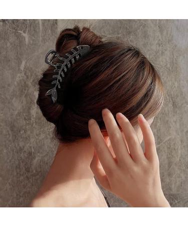 Fish Bone Hair Claw Clip - Non-slip Hair Styling Accessory for Women - Black Fishbone Design - Buy Online on GoSupps.com
