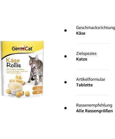 GimCat Cheese Rollis - Grain-Free Vitamin-Rich Cat Snack with Real Hard Cheese - Pack of 6 (140g Each) for International Shipping - Buy Online on GoSupps.com