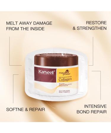Karseell Collagen Masque Cheveux 25ml x 24 R paration Intense Masque Capillaire Hydratant Nourrissant pour Secs et Abim S Tous Types de Cheveux - Buy Online on GoSupps.com