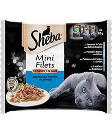 Sheba Fresh Pouch Mini Fillets in White Fish Sauce for Cats 4 Pouches of 85 g each