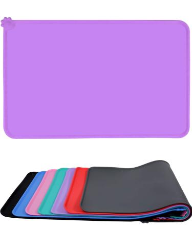 Toplory bowl pad dog cats waterproof and non -slip silicone feeding underlay for food bowls water bowl feed mat 53x37cm purple