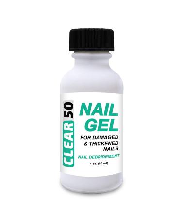 CLEAR 50 Nail Gel, 1 oz, 50% Urea, Hard Nail Softener, Quick Drying, For Soft and Brittle Free Nails, Fingernails & Toenails, Superior to Creams, With Easy Brush Applicator