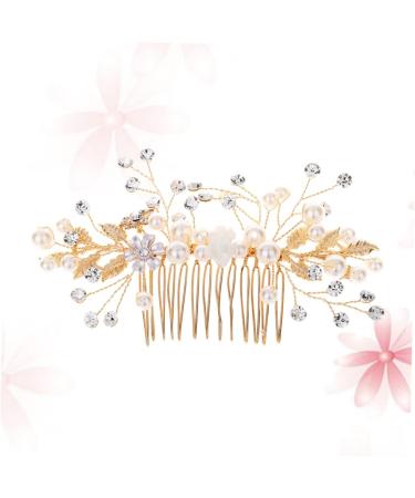 FRCOLOR Pearl Hair Comb Bridal Hair Jewellery Golden Hair Clip Golden Hair Clips Golden Hair Clips Gold Hair Clips Tiara Flowers Hair Accessories Rhinestone Comb Wedding Headpiece Accessories - Buy Online on GoSupps.com