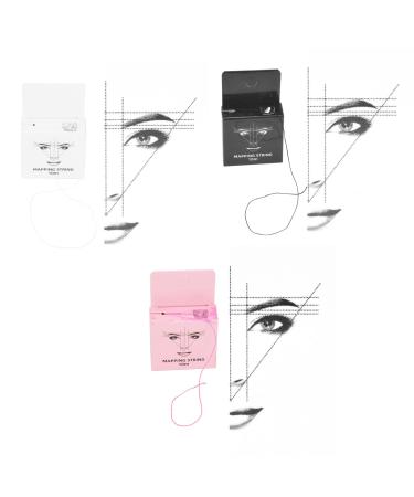 TMISHION Set of 3 pre-inked 10m x 15m eyebrow mapping measuring cords (Black/White/Pink)