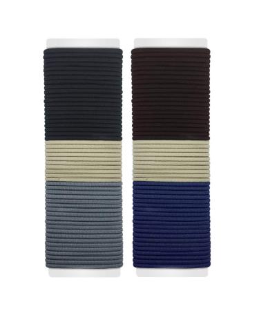 Elastic Hair Ties ECADY (100-Pack 5-Neutral Color) No-Metal Hair Bands Ponytail Holder for Women Girls Hair Accessories - 4mm