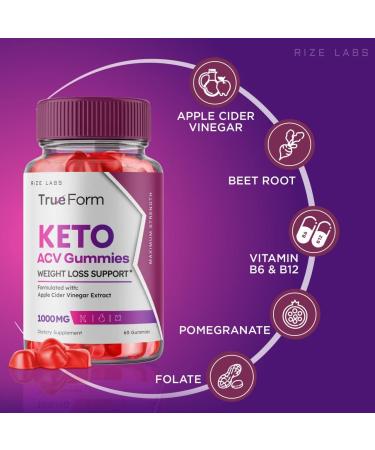 True Form Keto ACV Gummies for Weight Loss Support - Apple Cider Vinegar Extract Supplement - Shark Tank Approved - 60 Gummies - Buy Online on GoSupps.com
