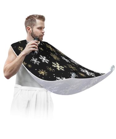 Snowflake Beard Bib Apron Beard Hair Catcher for Men Shaving Fathers Day Anniversary Christmas Gifts for Dad Husband Beard Bib with 2 Suction Cups