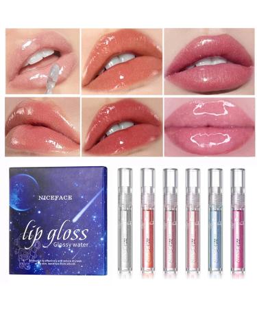 ARTIFUN Lip Plumper Gloss Set,6 Colors Lip Plumping Lipsticks for Women,Glass Shine,Moisturizer,Lip Balm,Lip Gloss Set