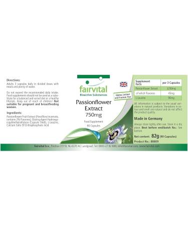 Fairvital | Passion flower extract - VEGAN - 2250mg per serving - Highly dosed - 90 capsules - standardized to 2% flavones - Buy Online on GoSupps.com