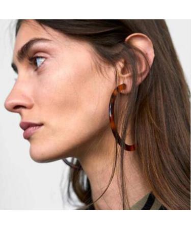 DoubleNine Hoop Round Earrings Open Circle Acrylic Geometric Dangle Bohemian for Women Girls Gift for Her (dark)