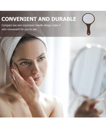 Beaupretty Handheld Makeup Mirror with Yellow Wood Handle - Portable Retro Vanity Pocket Mirror for Women - Outdoor Travel Mirror - 29.7x16.7cm - Buy Online on GoSupps.com