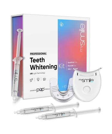 mysmile Teeth Whitening Kit with Pap+ LED Light Technology & 6 Activated Charcoal Teeth Whitening Gel Syringes - Vegan & Sensitivity Free Professional Teeth Whitener for Up to 8 X Brighter Smile
