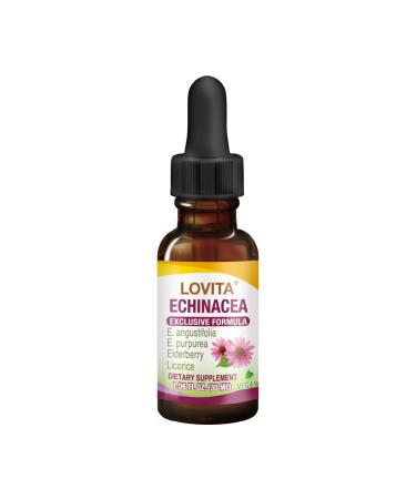 Lovita Echinacea Extract Liquid | 1 FL OZ | 350 mg per Serving | Concentrated Herb Tincture | Vegan | Alcohol-Free | with Elderberry and Licorice Extract 1.06 Fl Oz (Pack of 1) New Package