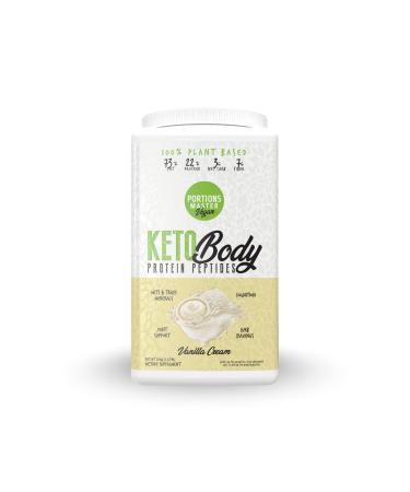 Portions Master Keto Body Protein Peptides Low Carb Keto Protein Powder with MCT Oil Peptides Fiber Vitamins Minerals (720g Vanilla Cream) Vanilla 13 Ounce (Pack of 1)