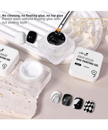 Long Lasting Saturated White Black Semi Solid Drawing Nail Painting Gel UV Nail Art Polish Manicure Rubbing Gel Nail Art Tools - (Color: Black) - Buy Online on GoSupps.com