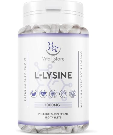 L-LYSINE 1000MG - 180 Vegan Tablets - 6 Month Supply - High Strength Essential Amino Acid - Buy Online on GoSupps.com