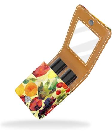 Buy Leather Lipstick Case with Mirror | Mini Lip Gloss Organizer | Stylish Fruit & Vegetable Pattern - Shop Now - Buy Online on GoSupps.com