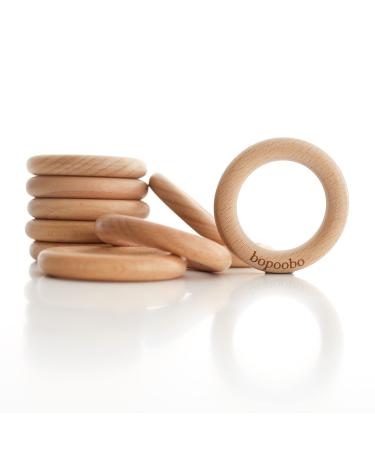 bopoobo Wooden Rings Natural Beech for Craft  Unfinished Wood Ring Circle Rings for DIY Baby Teething Toys  Baby Wooden Teether Accessories  Pendant Connector (10 Pcs  60 mm) 60mm