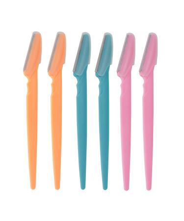 Luckyopt 6 eyebrows razor set stainless steel small eyebrows shaver with dust and safety net multifunctional eyebrow cutter women eyebrows razor body hair (6) 6 pieces