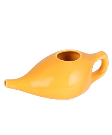 WG inc Ceramic Neti Pot Nasal Nose wash Cleansing Cup Natural Treatment Sinus Rinse Pot (Marigold Yellow) with Eye Cup & Linen Reusable Face Wipe
