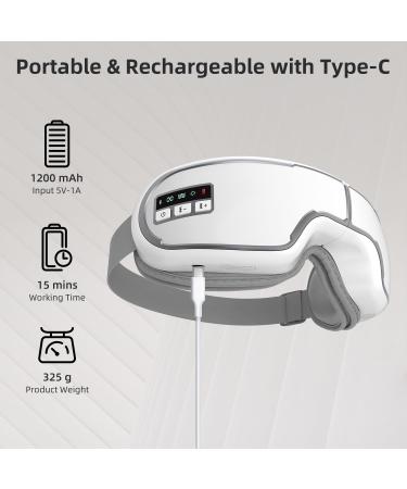 Smart Eye Massager with Bluetooth Music - Relieve Migraine Reduce Eye Strain Improve Sleep | Perfect Gift for Dad - White Gray - Buy Online on GoSupps.com