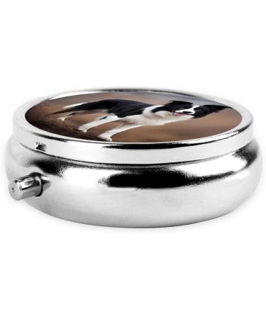 Border Collie Mini Metal Pill Box - 2x2x0.7 in Travel Medicine Organizer for Purse & Pocket - Buy Online on GoSupps.com
