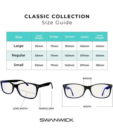 Swanwick Blue Light Blocking Glasses for Men & Women - Anti Eyestrain & Headache Relief for Computer Gaming & TV - Sleep Aid - Classic Day Swannies (Large Two Tone-Black - Buy Online on GoSupps.com
