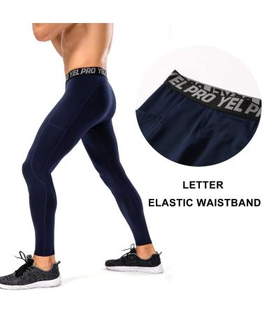 ABTIOYLLZ Men's Thermal Compression Pants with Pockets - Navy, Size Small - Buy Online on GoSupps.com
