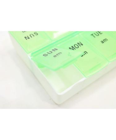 Assured 7-Day Pill Organizer - Weekly AM & PM Medication Tray in Green | Shop Internationally - Buy Online on GoSupps.com