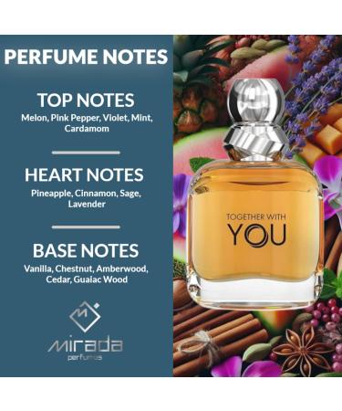 MIRADA Together With You Men's Eau de Parfum (EDP) 3.4 FL. Oz (100ml) Men s Perfume with Notes of Melon Pink Pepper Violet Mint Cardamom Pineapple Cinnamon Sage Lavender Vanilla Chestnut - Buy Online on GoSupps.com